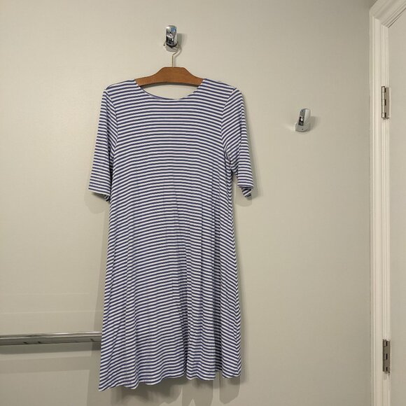 Old Navy Purple Striped Jersey Swing Dress minimalist modest - Picture 2 of 6